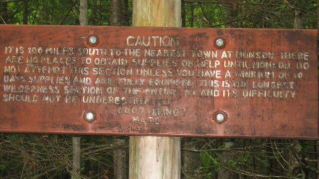 100 Mile Wilderness warning