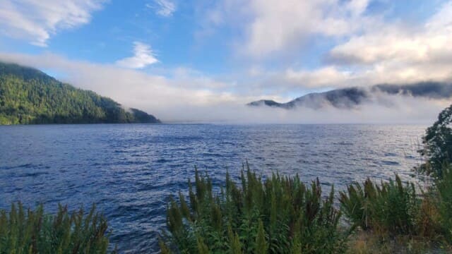 Morning fog over Lake Crescent