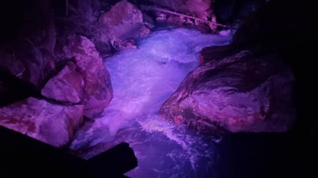 Ladder Creek Falls under the lights