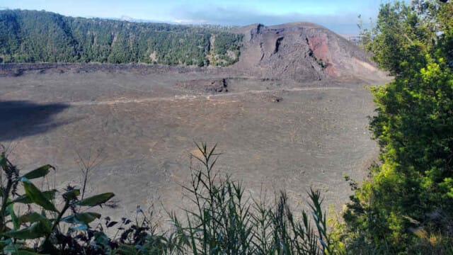 You can see the trail across the floor of the crater