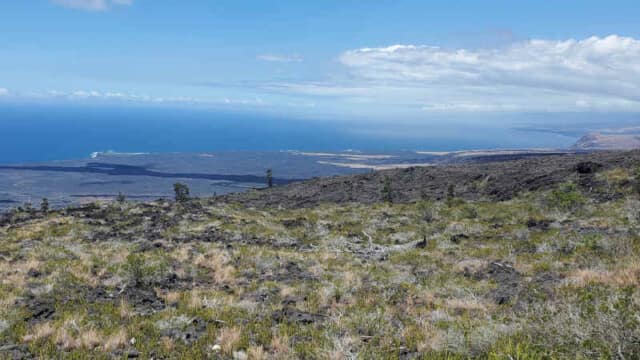 The darker rock is new volcanic rock